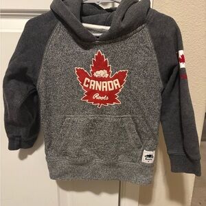 Roots Kids Charcoal and Red Canada Hoodie